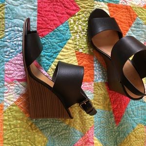 Black wedge sandals
